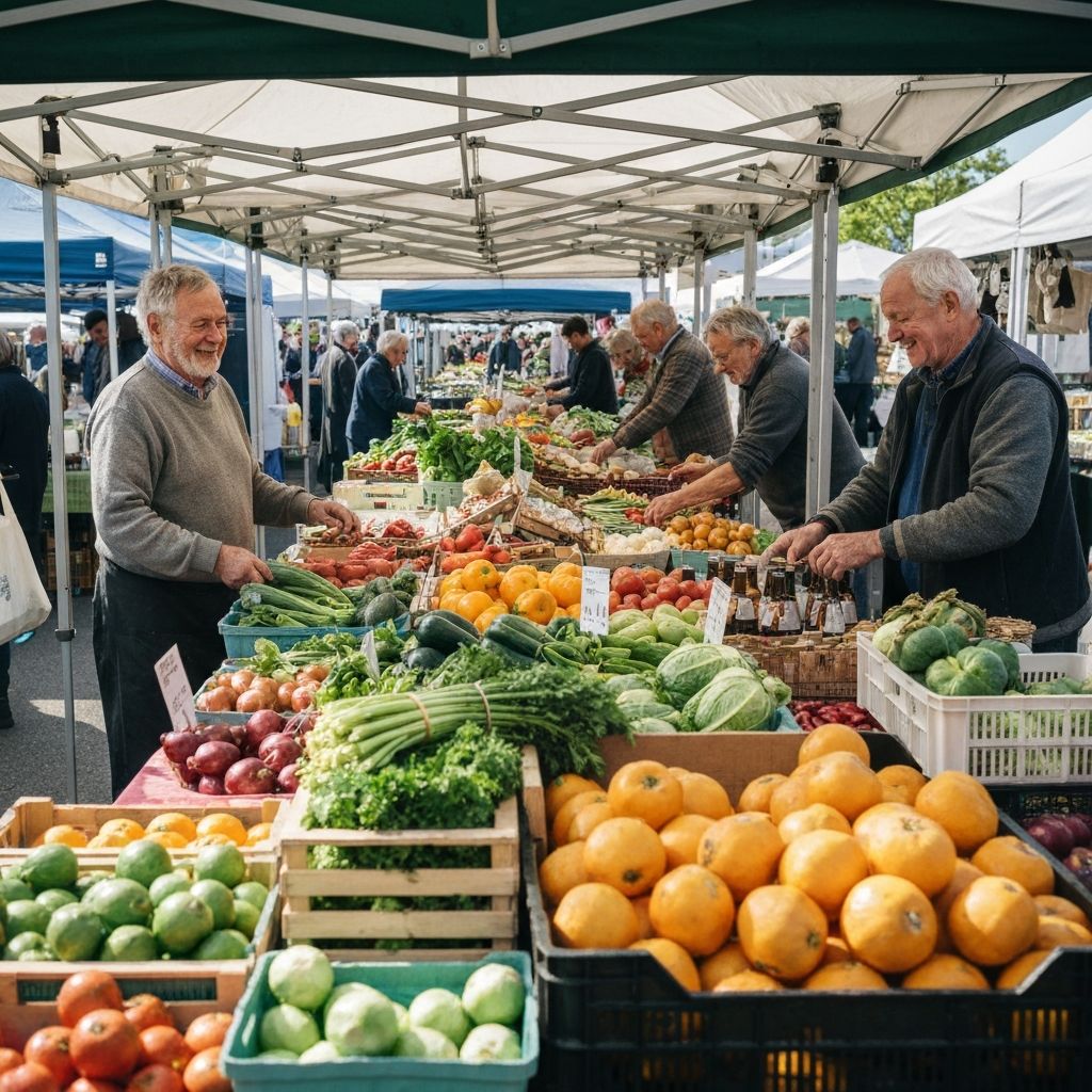 British farmer's market with local seasonal produce